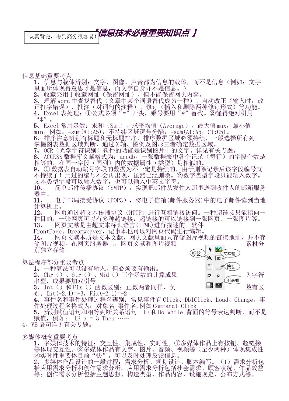 2025年信息技术学考必背知识点整理解析_第1页