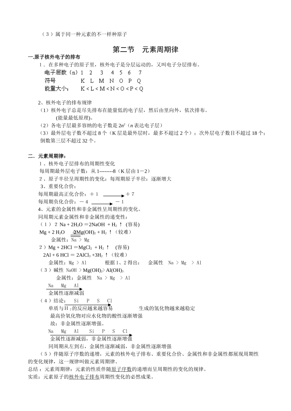 2025年人教版化学必修二第一章知识点总结75135教学提纲_第3页