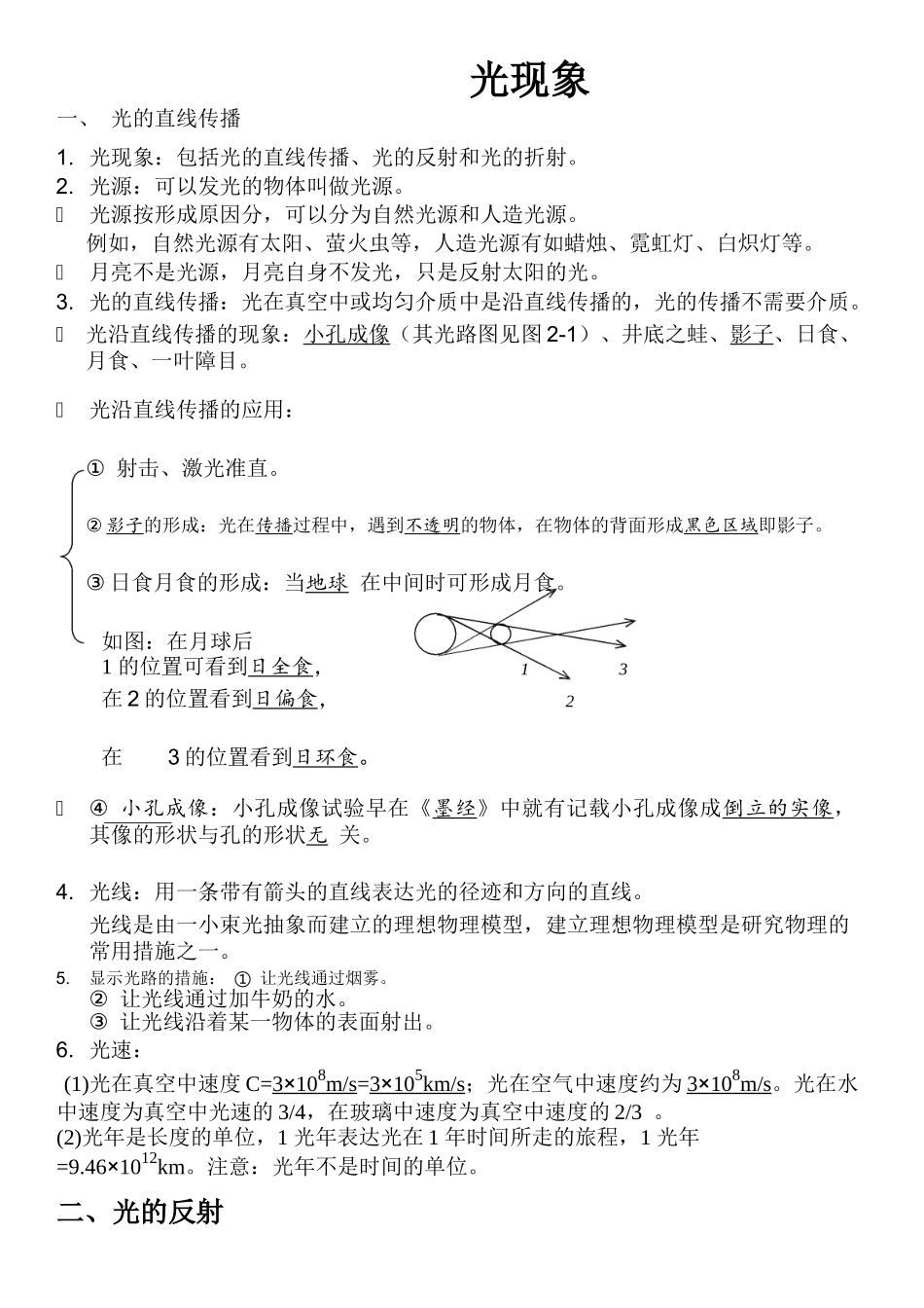 2025年人教版初中物理知识点总结光学版本_第1页