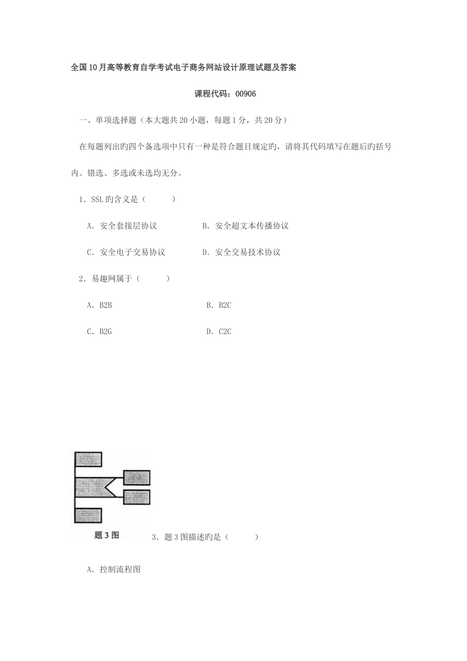 2025年高等教育自学考试电子商务网站设计原理试题及答案_第1页