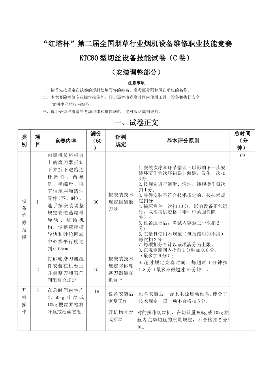 2025年红塔杯第二届全国烟草行业烟机设备维修职业技能竞赛_第1页