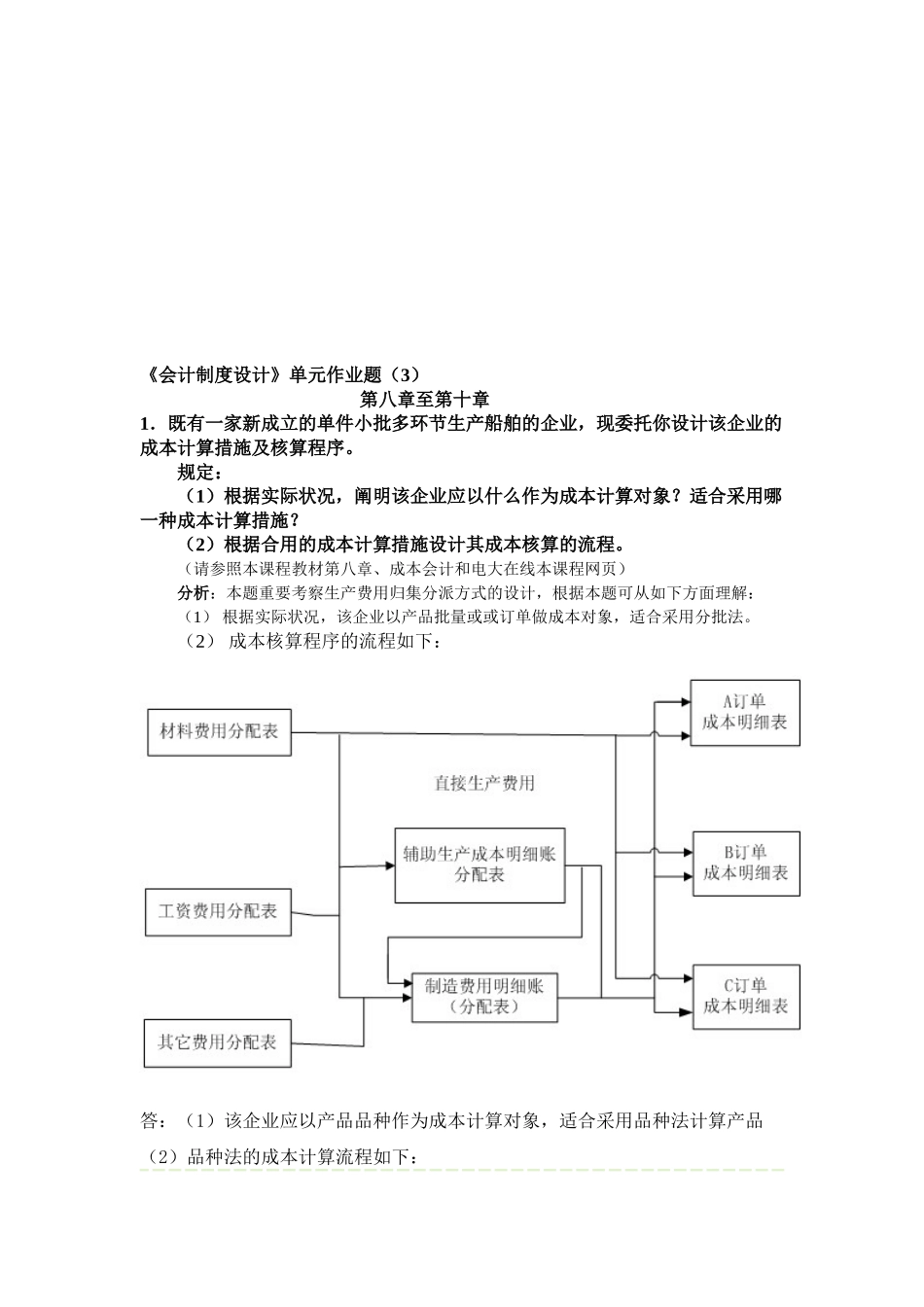2025年电大会计制度设计形成性考核答案作业_第1页