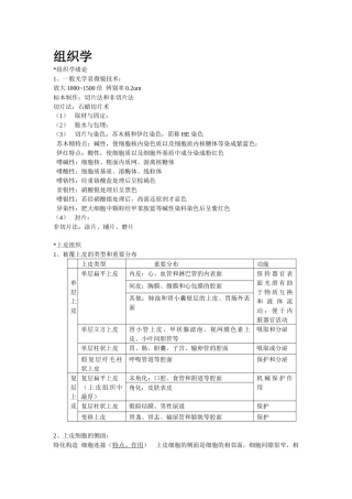 2025年组织学与胚胎学重点归纳 