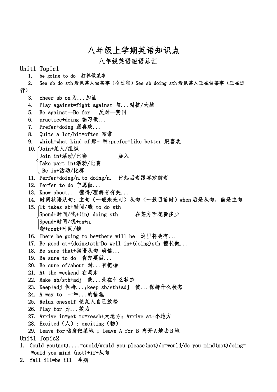 2025年仁爱版八年级上册英语知识点汇总原版_第1页
