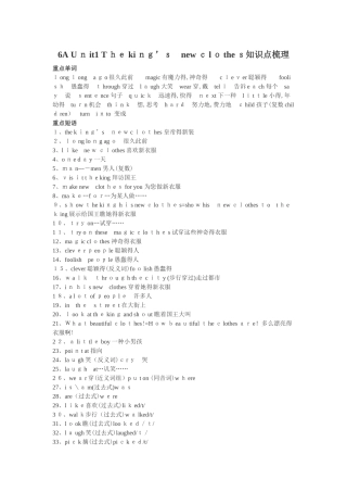 2025年AUnitThekingsnewclothes知识点整理