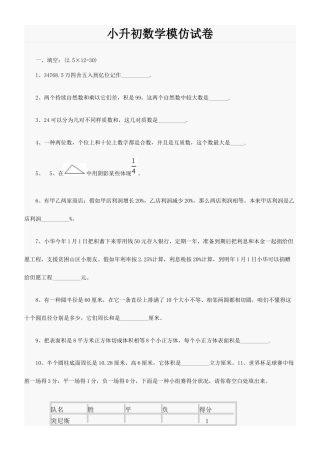 2025年小升初数学模拟试卷及答案