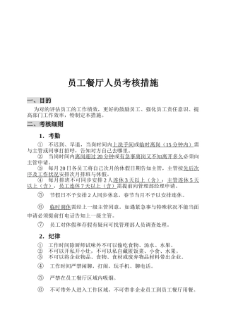 2025年员工餐厅人员考核办法