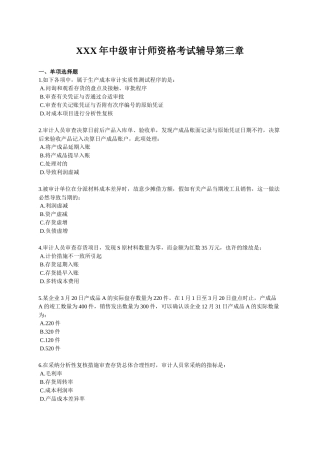 2025年X中级审计师资格考试辅导第三章