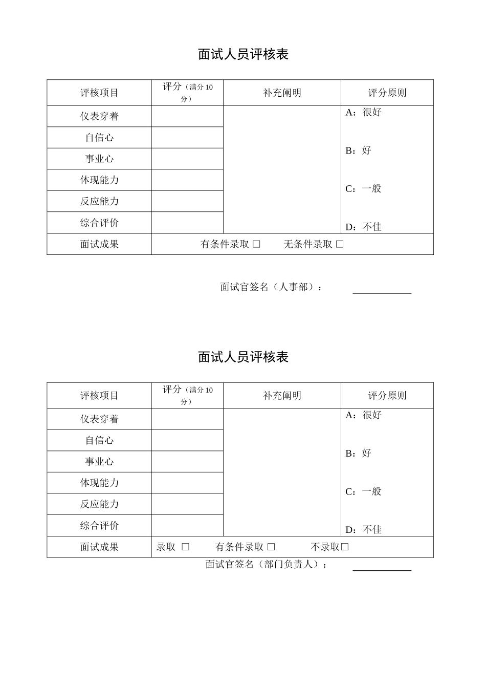 2025年公司面试表格_第2页