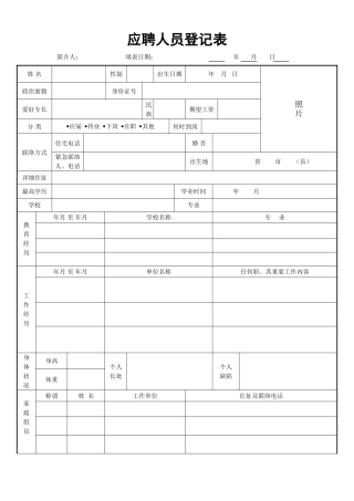 2025年公司面试表格
