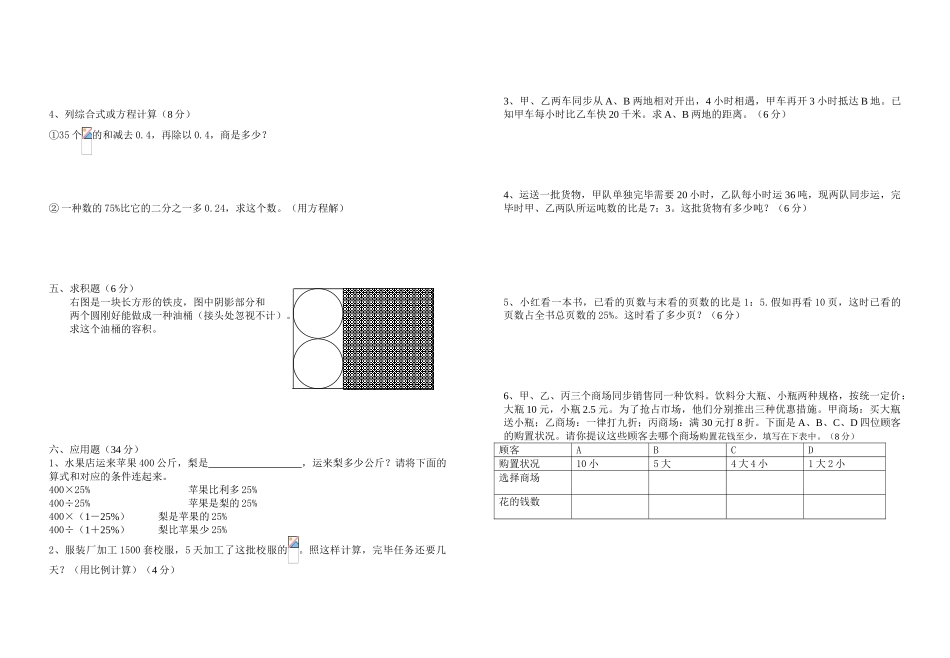 2025年六年级数学竞赛试卷_第2页