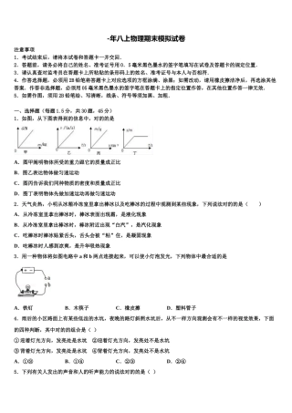 2025年福建省建宁县物理八年级上册期末学业水平测试模拟试题含解析