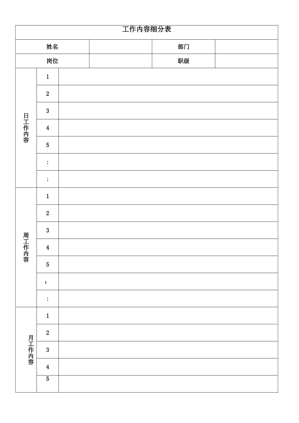 工作内容细分表-模板_第1页