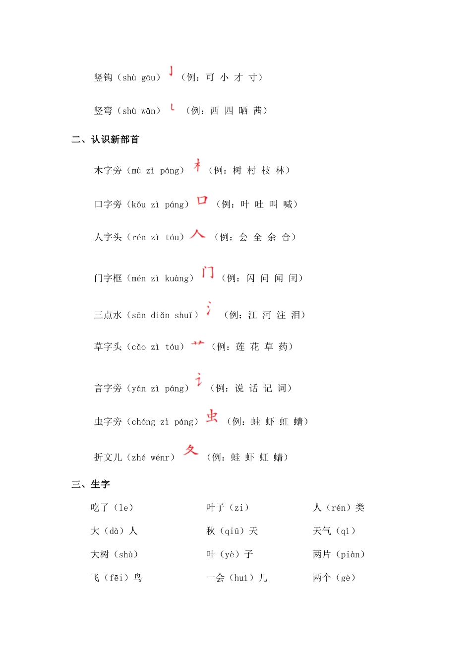 2025年部编版一年级上册语文全册知识点归纳_第3页