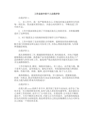 工作总结与自我评价