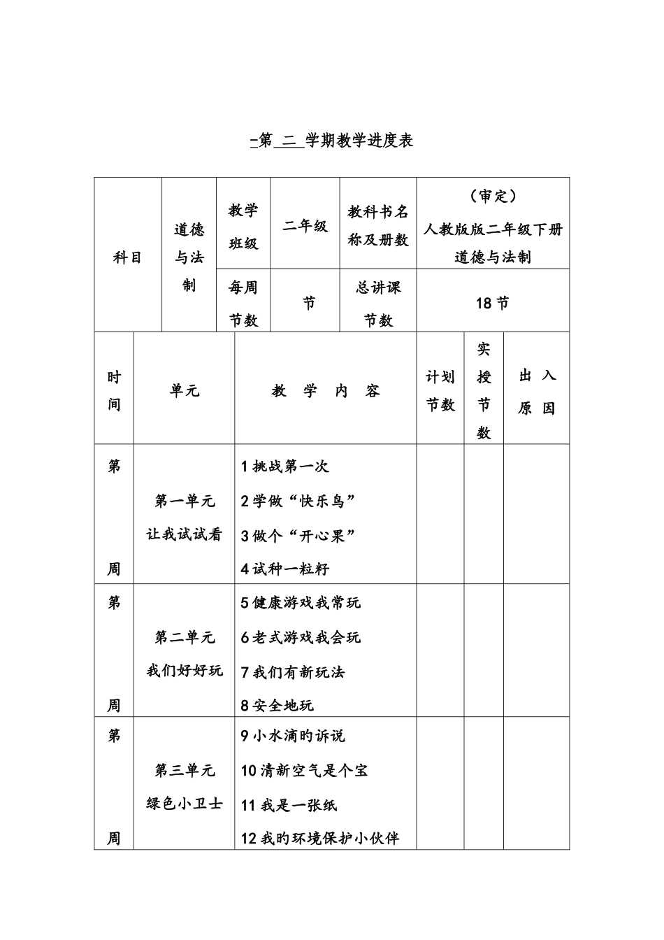 2025年部编新人教版二年级下册道德与法治全册教案_第1页