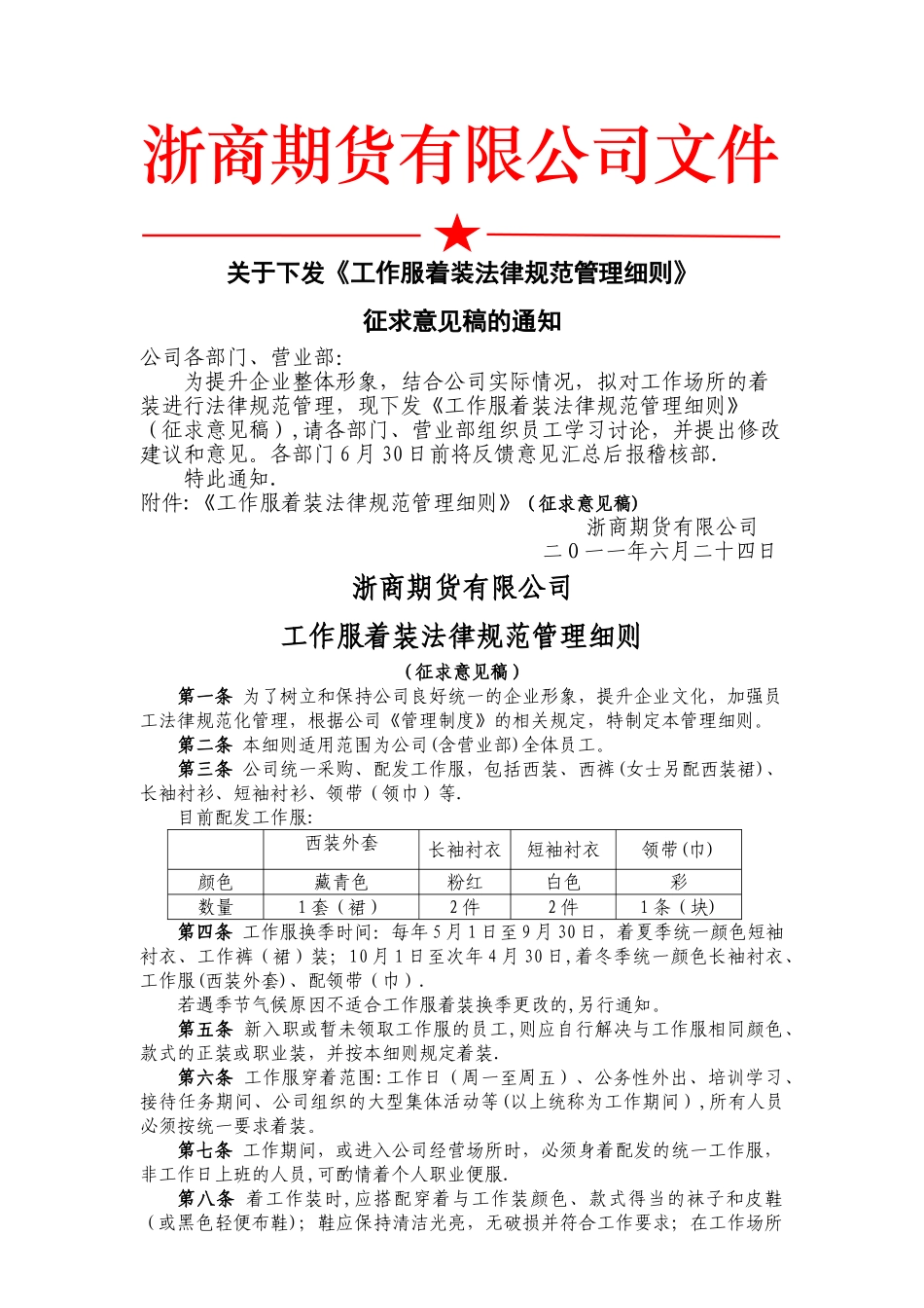 工作服着装规范管理细则_第1页