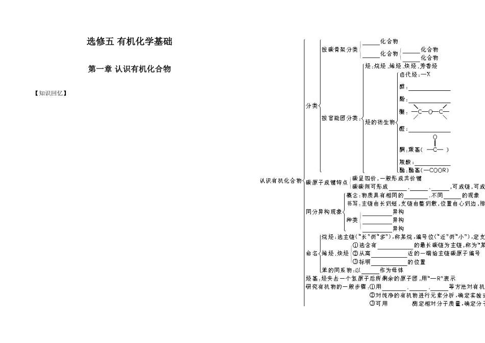2025年高中化学选修五有机化学基础知识点填空和测试题_第1页