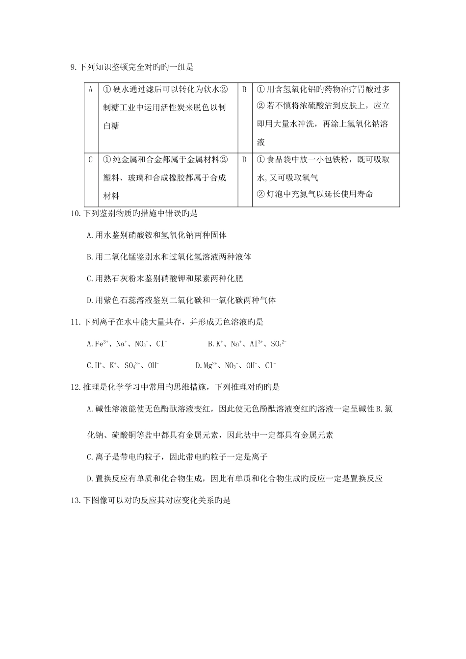 2025年黑龙江省齐齐哈尔市中考化学真题试题版含答案_第3页