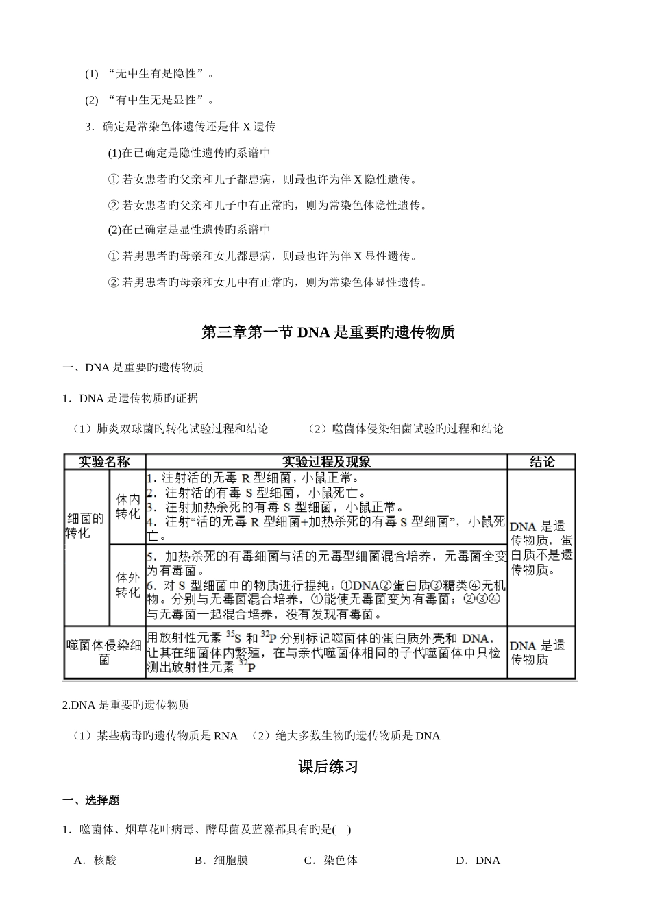 2025年高一生物必修二知识点加练习题含答案_第2页