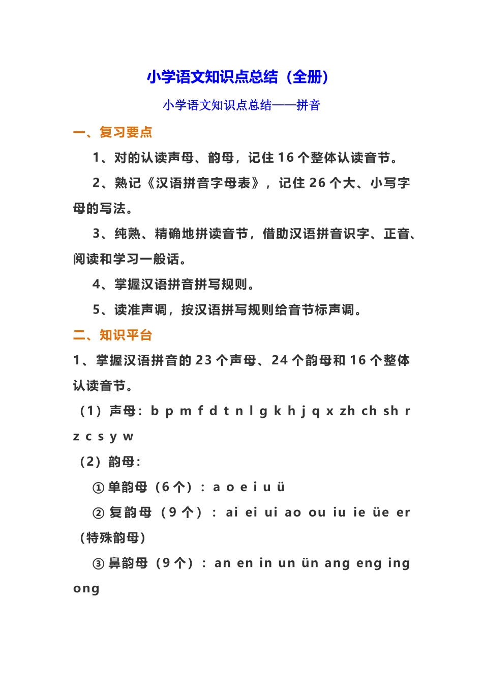 2025年小学语文知识点总结全册_第1页