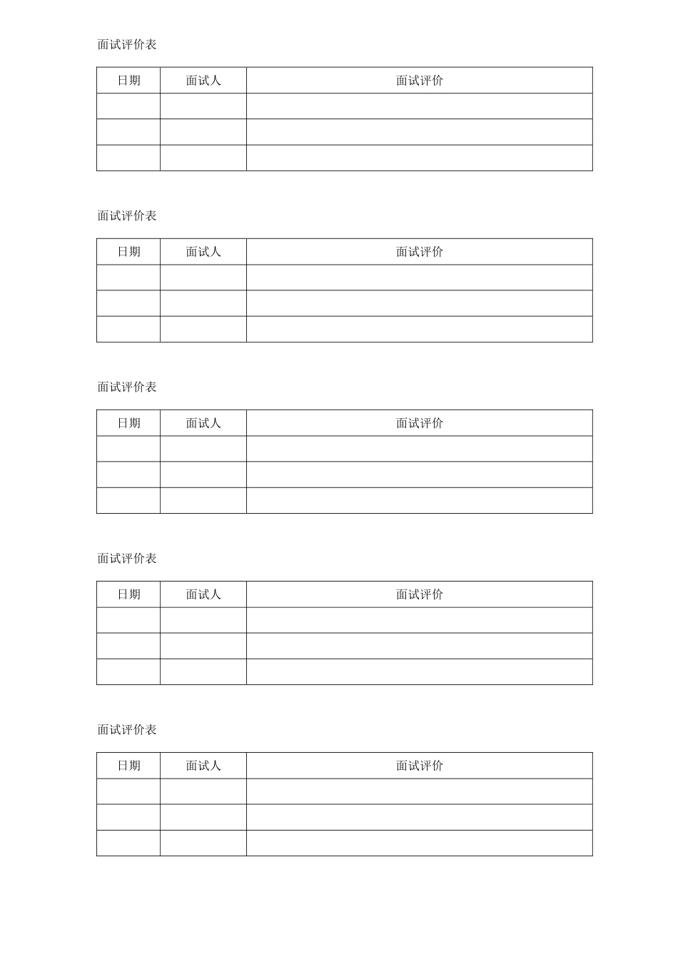 2025年面试评价表_第1页