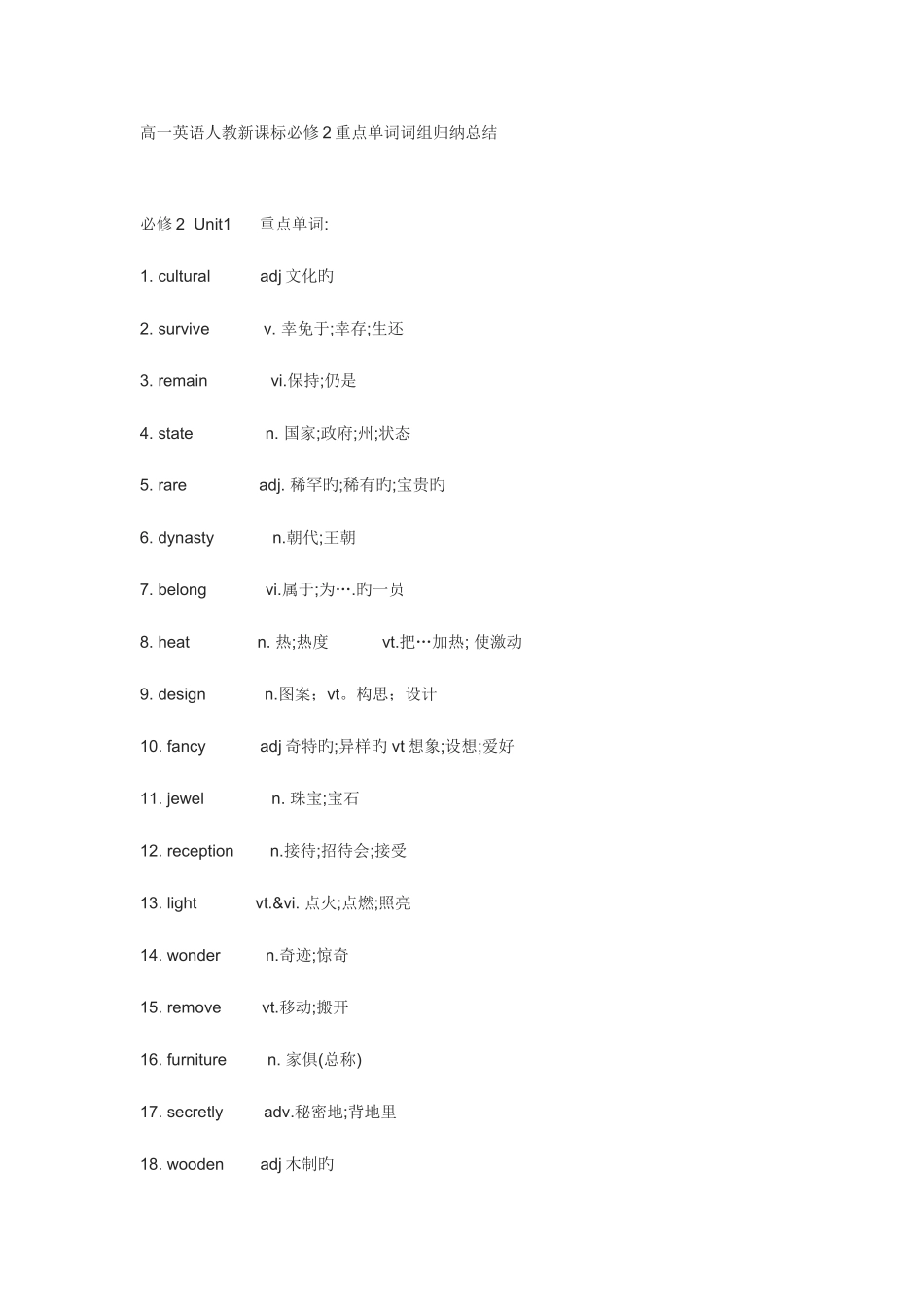 2025年高一英语人教新课标必修重点单词词组归纳总结_第1页
