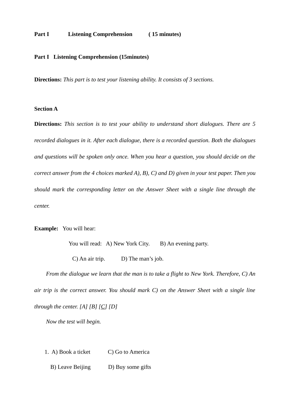 2025年高等学校英语应用能力考试级试题及答案_第1页