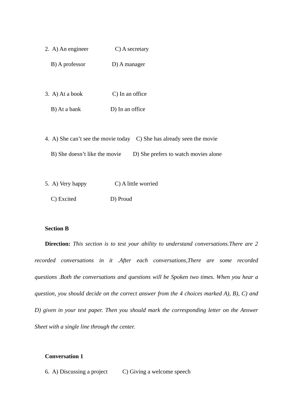 2025年高等学校英语应用能力考试级试题及答案_第2页