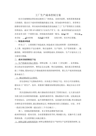 工厂成本控制方案