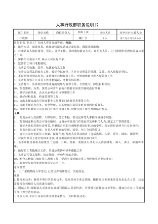 工厂文员岗位职责