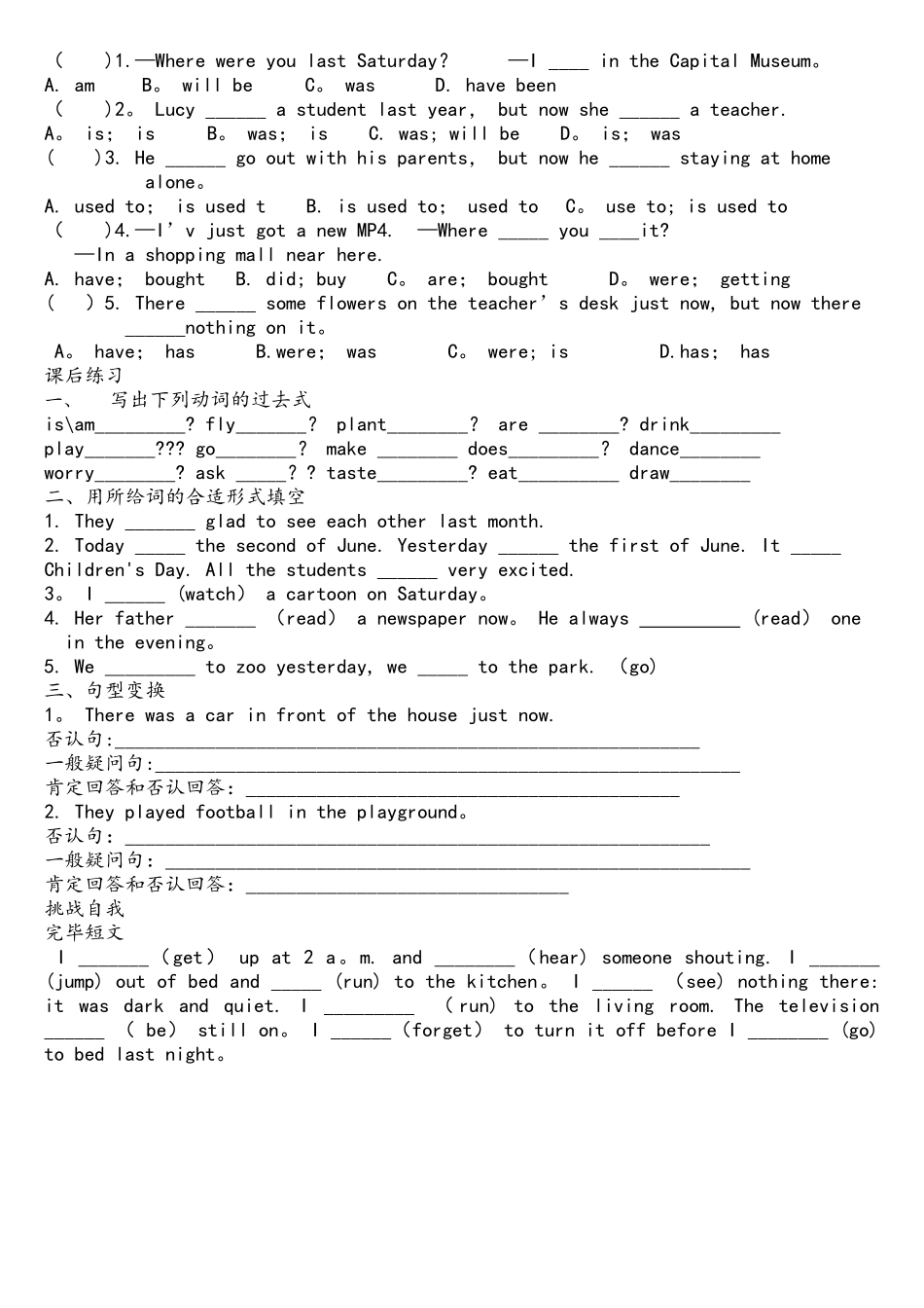 2025年一般过去时知识点及练习_第3页