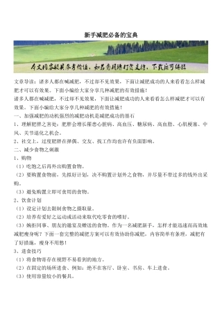 2025年新手减肥的
