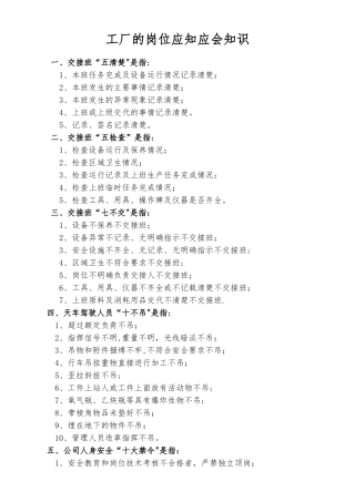 工厂的岗位应知应会