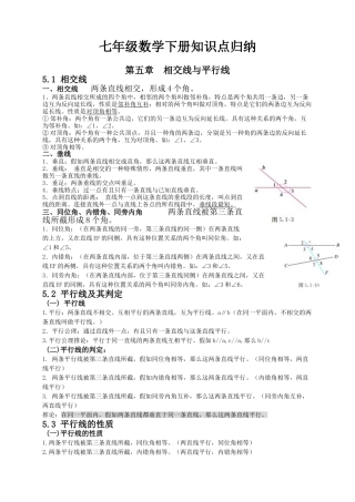 2025年人教版七年级数学下册各章节知识点归纳