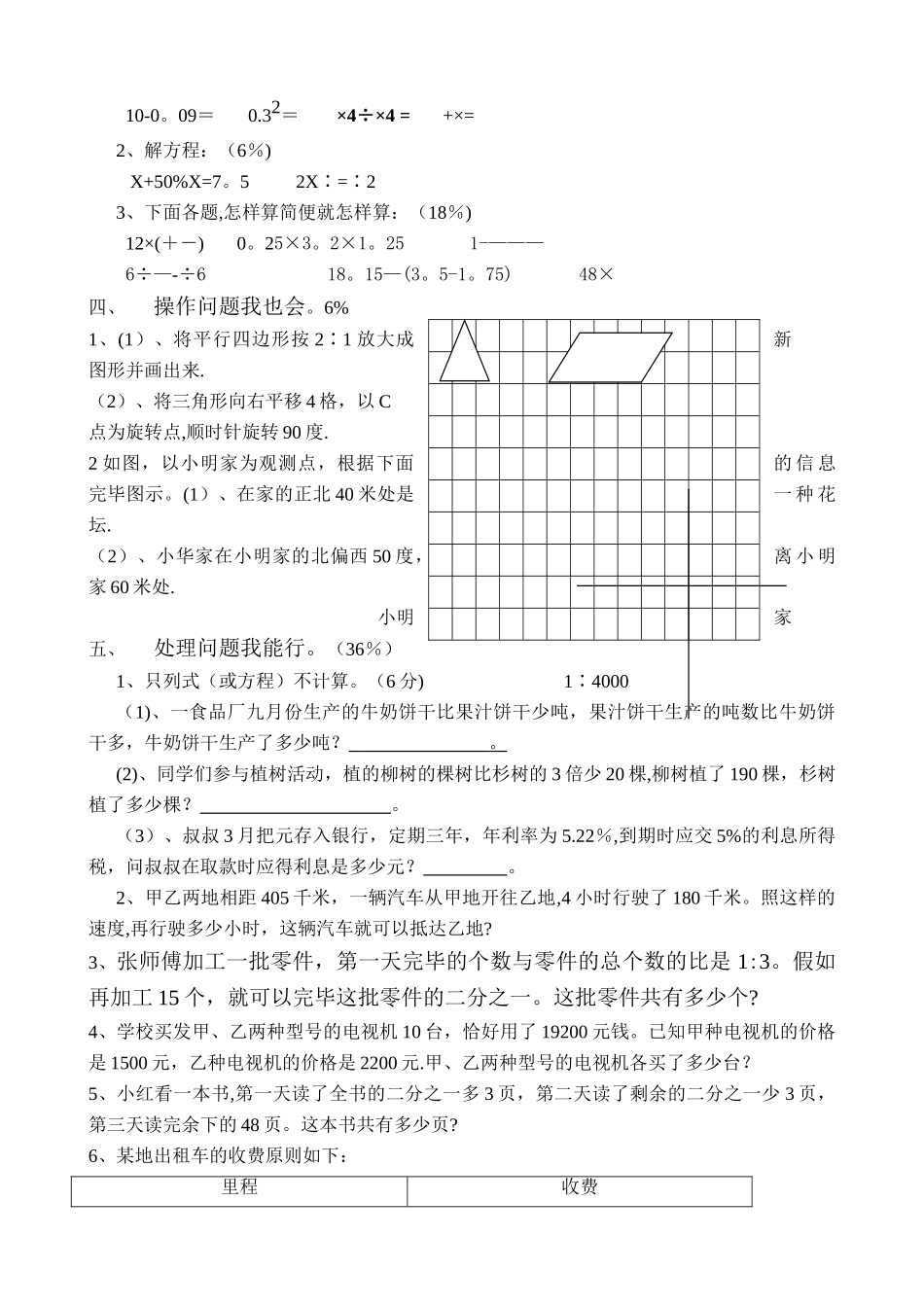 2025年苏教版小升初数学模拟试卷及答案_第2页
