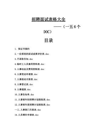 2025年招聘面试表格大全