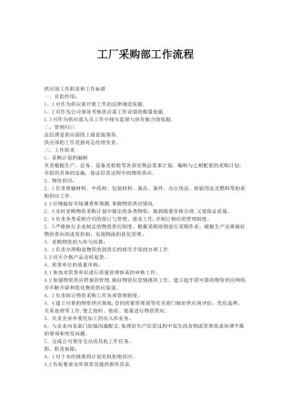 工厂采购部工作流程