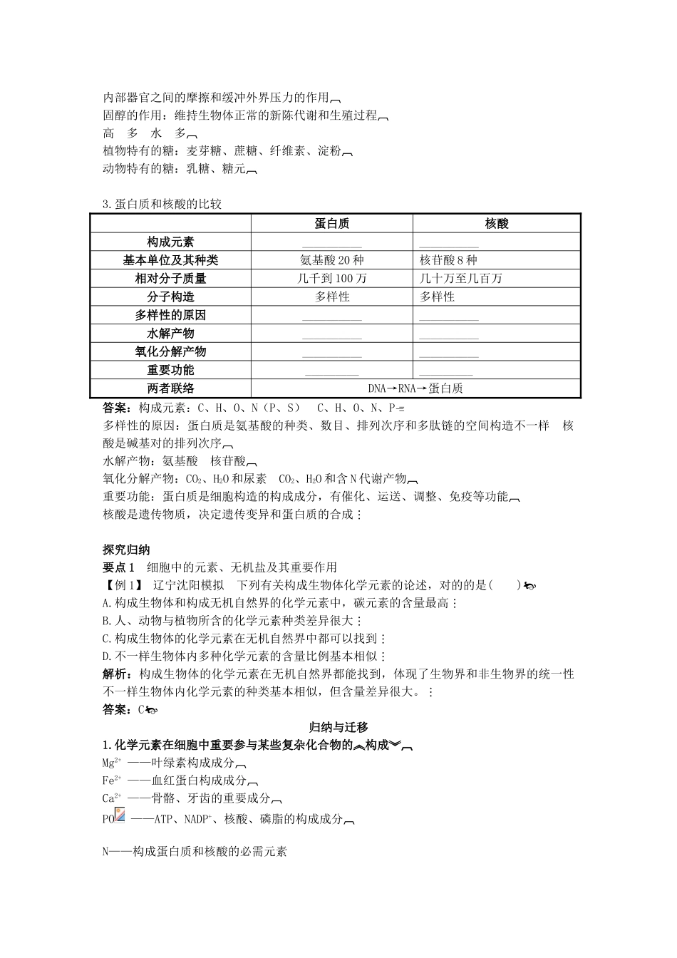2025年高中生物12组成生物体的化学元素及其化合物总复知识搜索与探究归纳_第2页