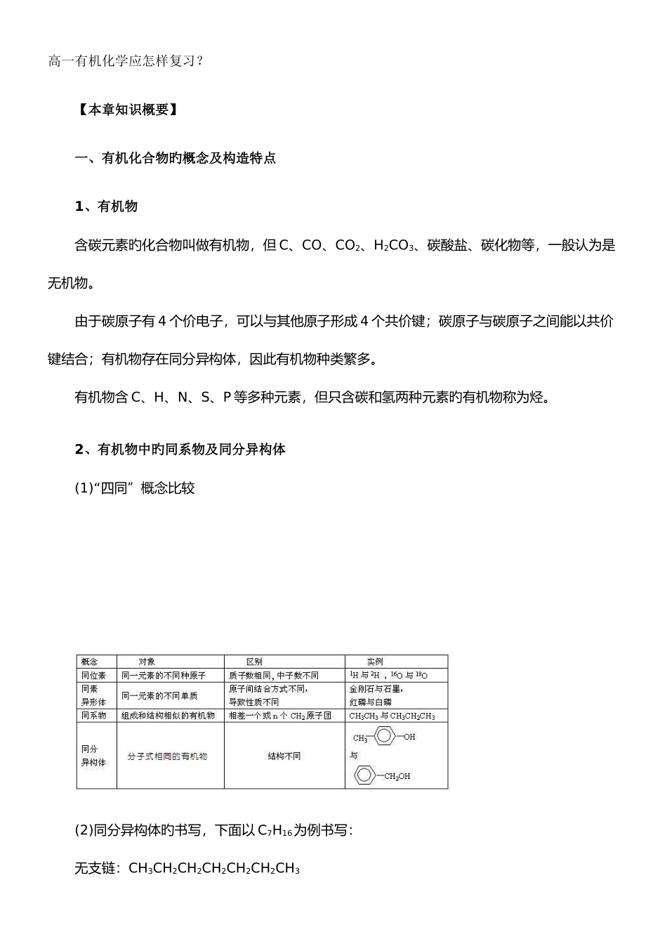 2025年高一有机化学知识点_第1页