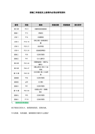 2025年部编版小学二年级语文上册必背课文