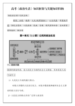2025年高考政治生活核心知识点归纳总结