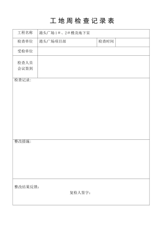 工地周检查记录表