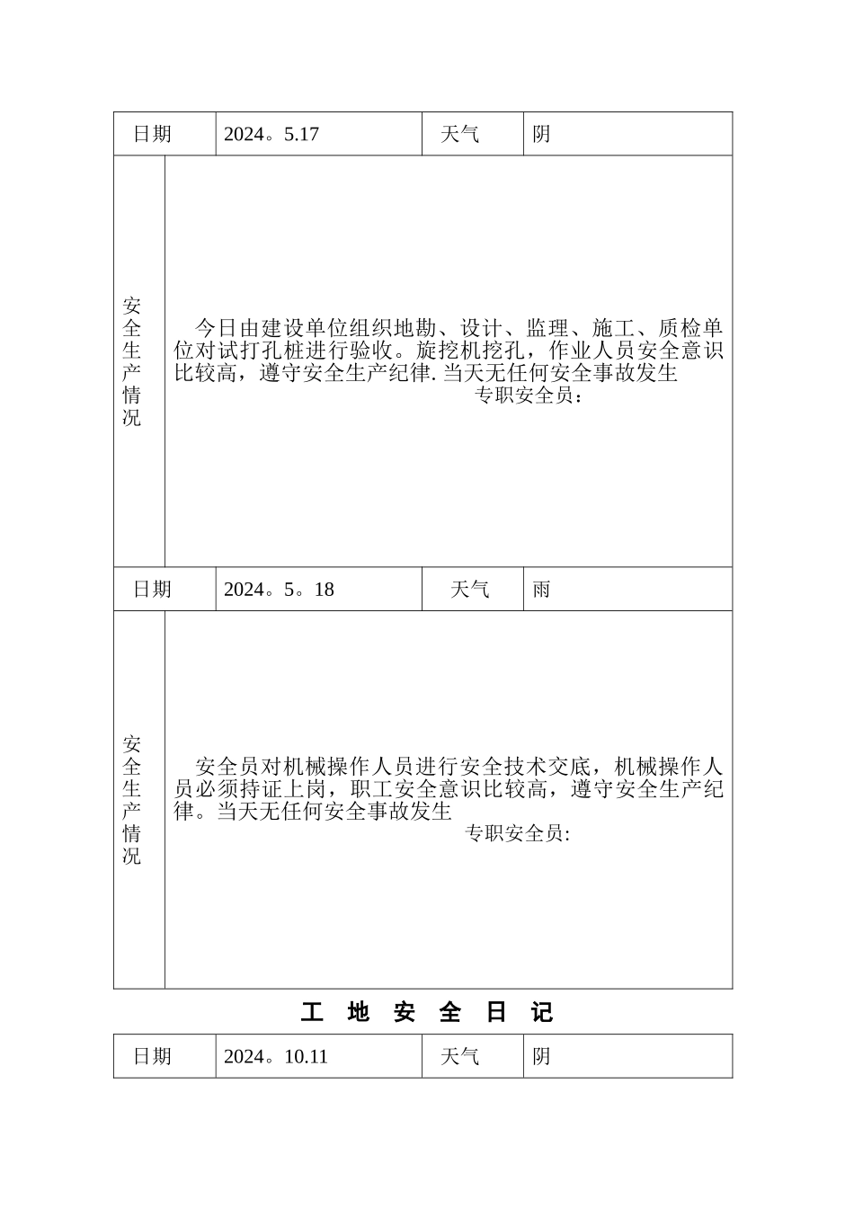 工地安全日志范例52024_第2页