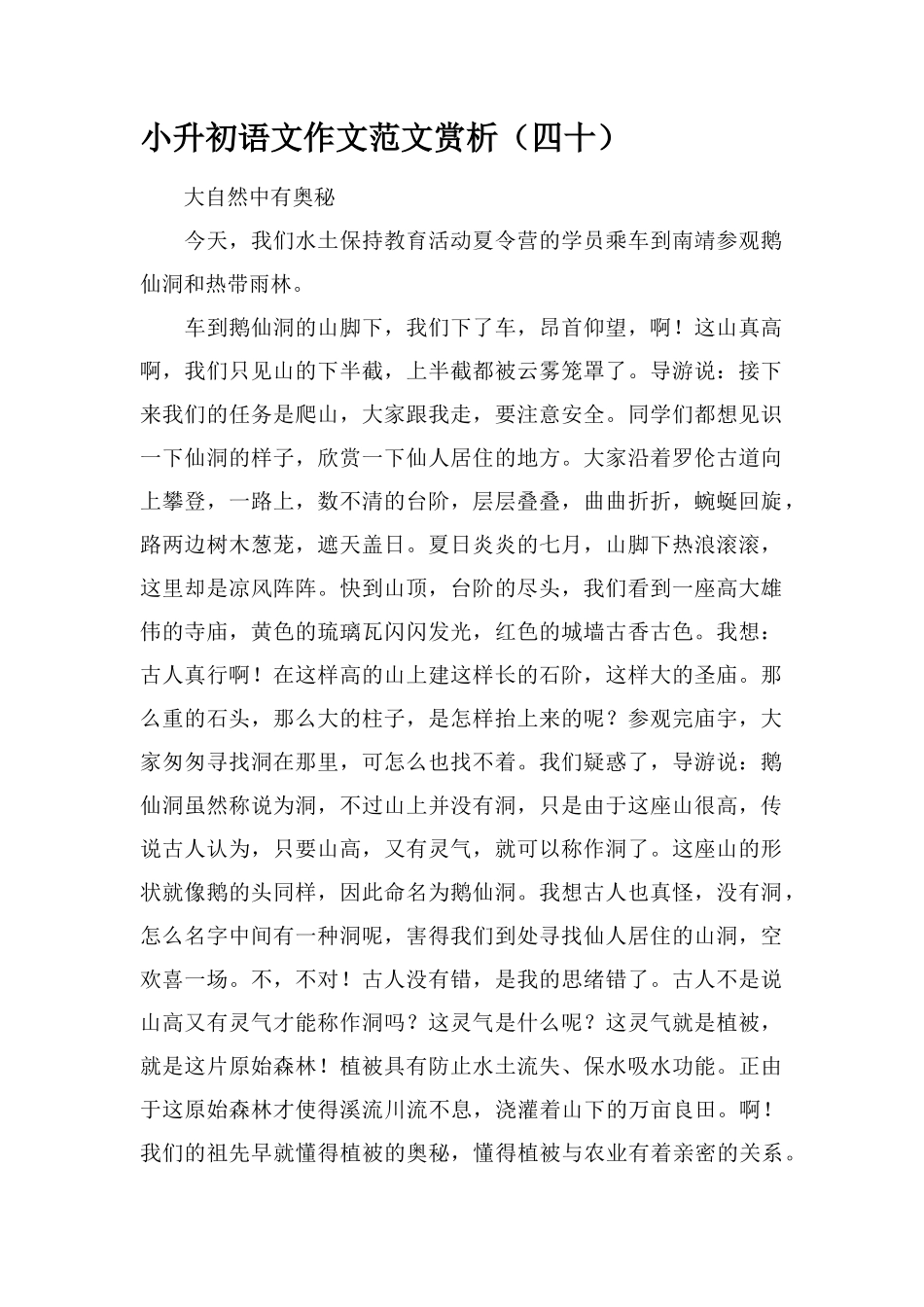 2025年小升初语文作文范文赏析四十_第1页