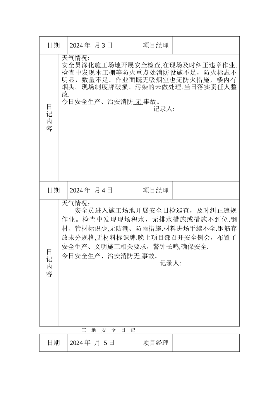 工地安全日记-范例汇总_第2页