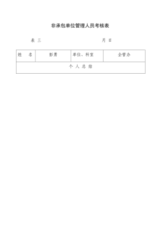 2025年非承包单位管理人员考评表