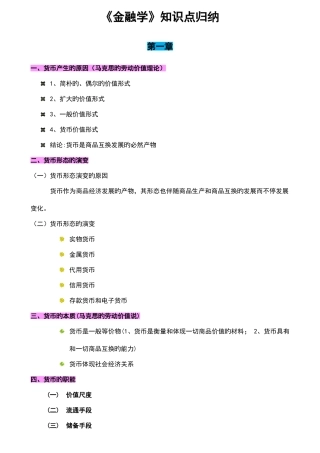 2025年金融学知识点归纳