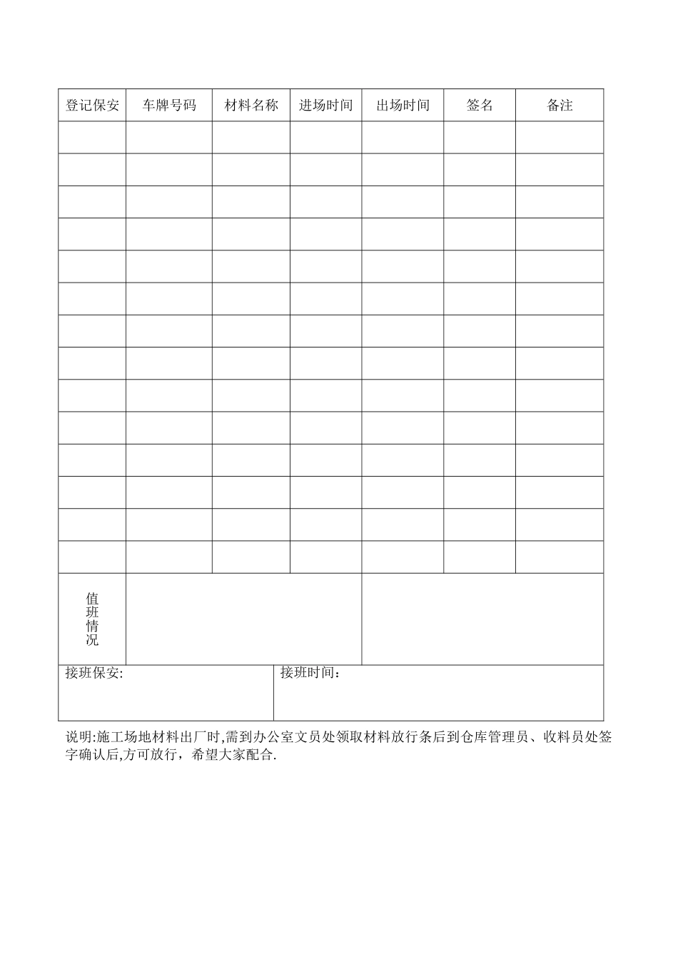 工地材料进出场登记表_第2页