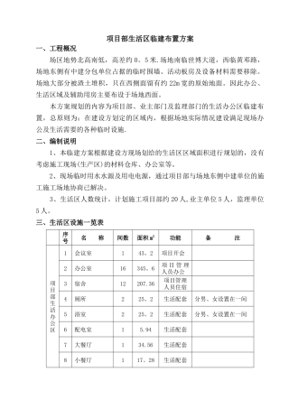 工地生活区临建布置方案